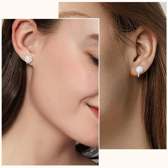 Cubic Zirconia Clip-On Earrings - Elegant Non-Pierced Jewelry & Comfortable Wear - Picture 5 of 7